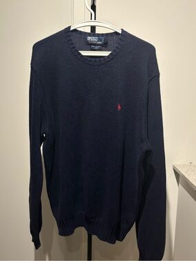 Ralph Lauren Navy Crewneck Sweater with Red Pony